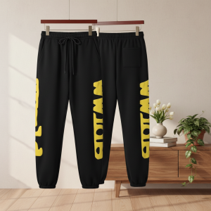 PantsSp5der Black Yellow Graphic Jogger Pants