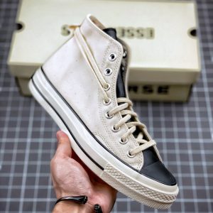Stussy Canvas High Top Sneakers Beige Black