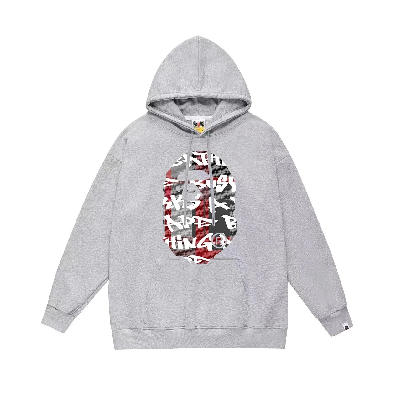 A Bathing Ape Grey Camo Logo Pullover Hoodie