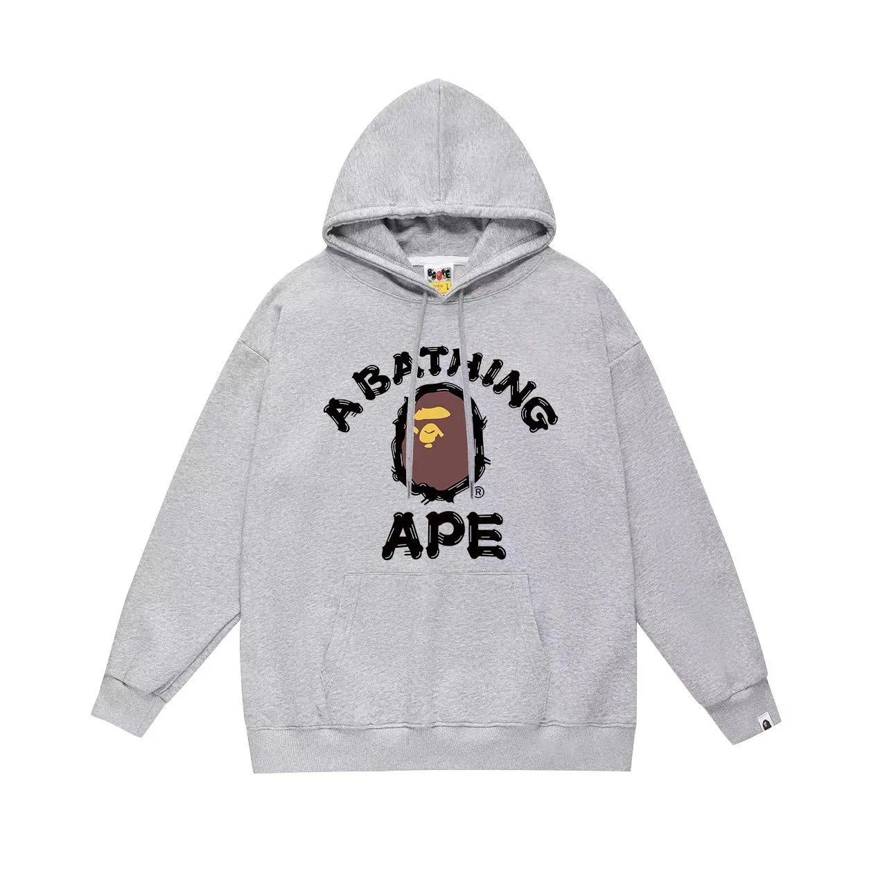 A Bathing Ape BAPE Gray Logo Pullover Hoodie