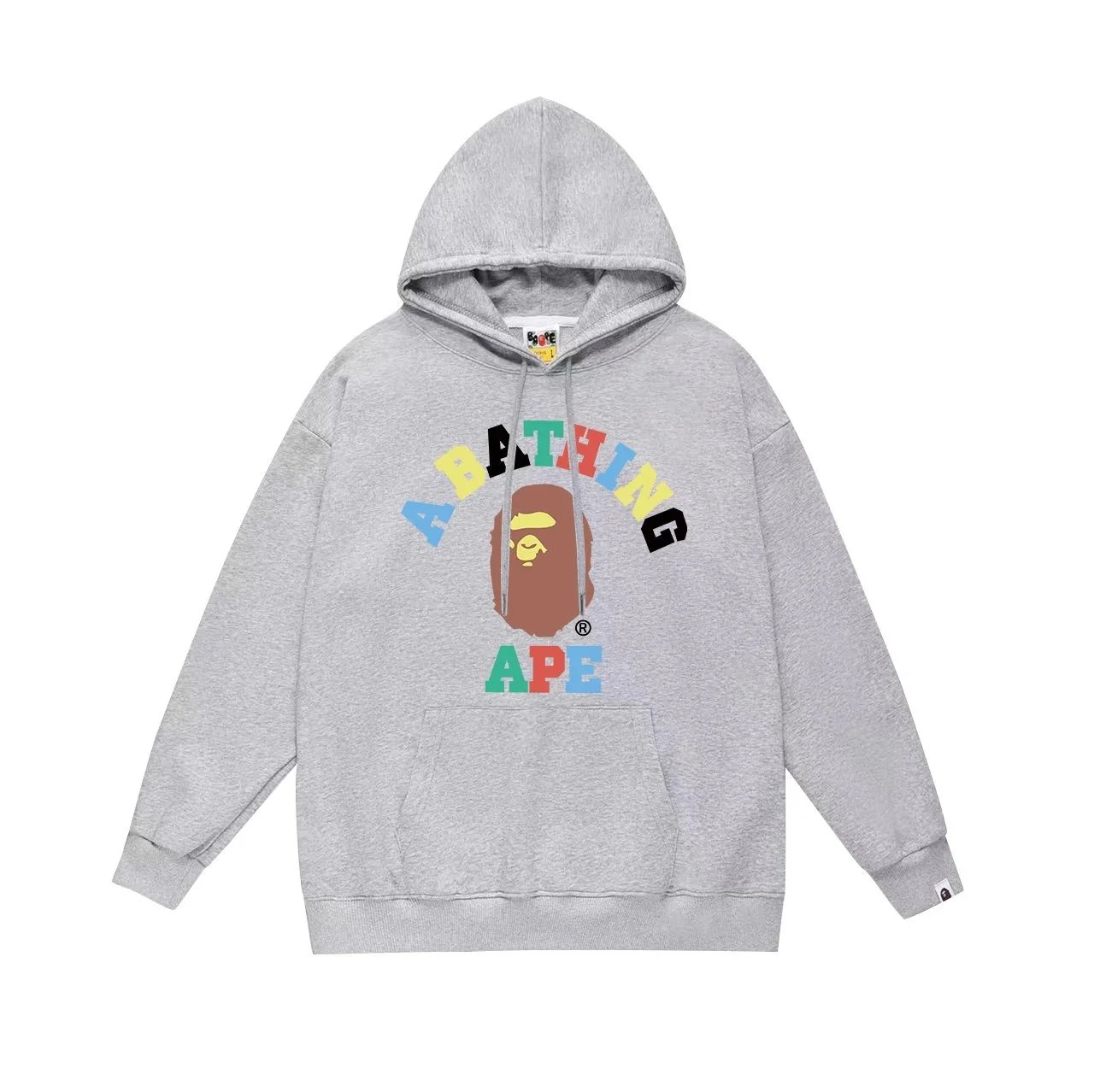 A Bathing Ape BAPE Grey Logo Pullover Hoodie