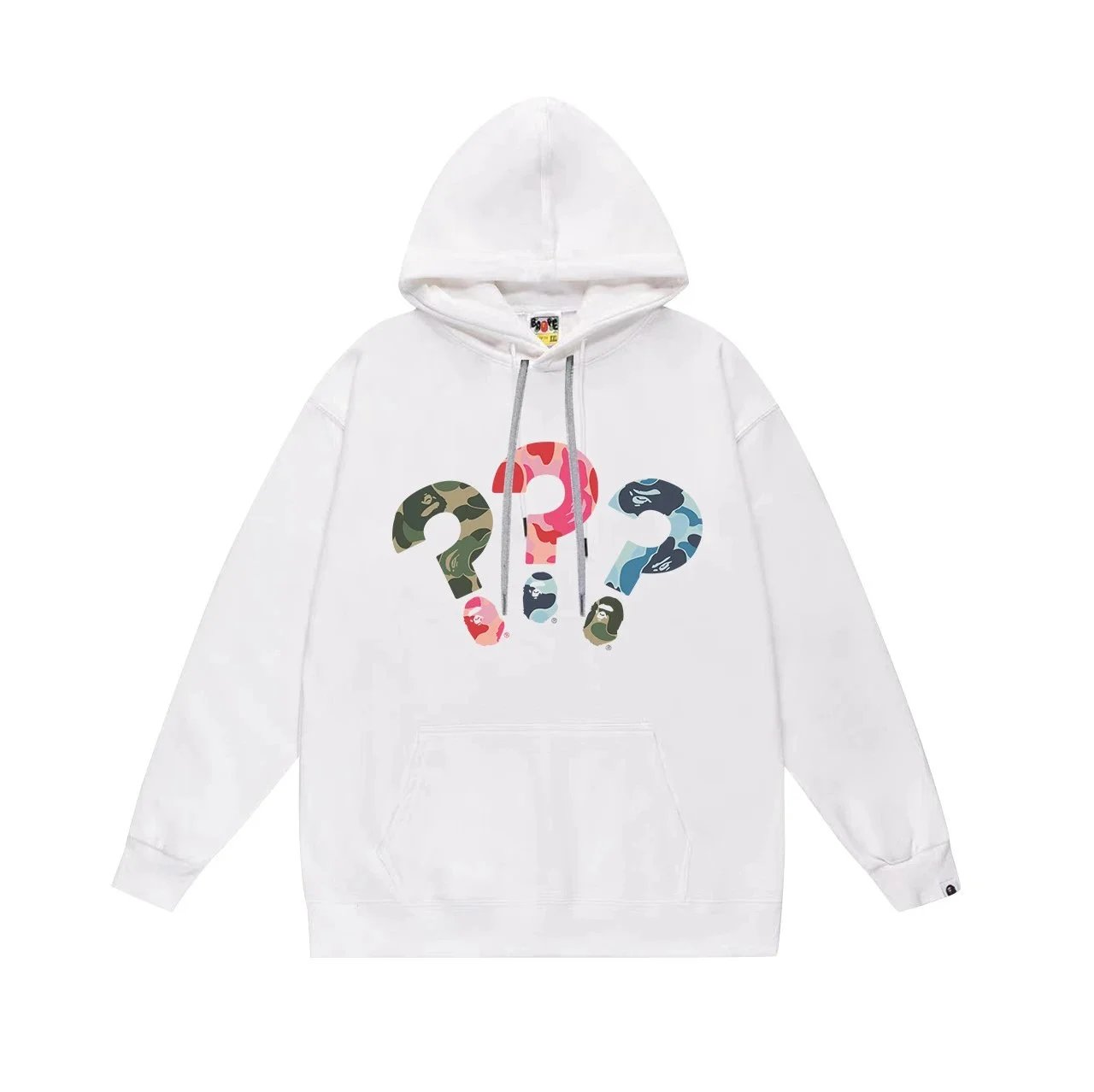 A Bathing Ape White Camo Logo Pullover Hoodie