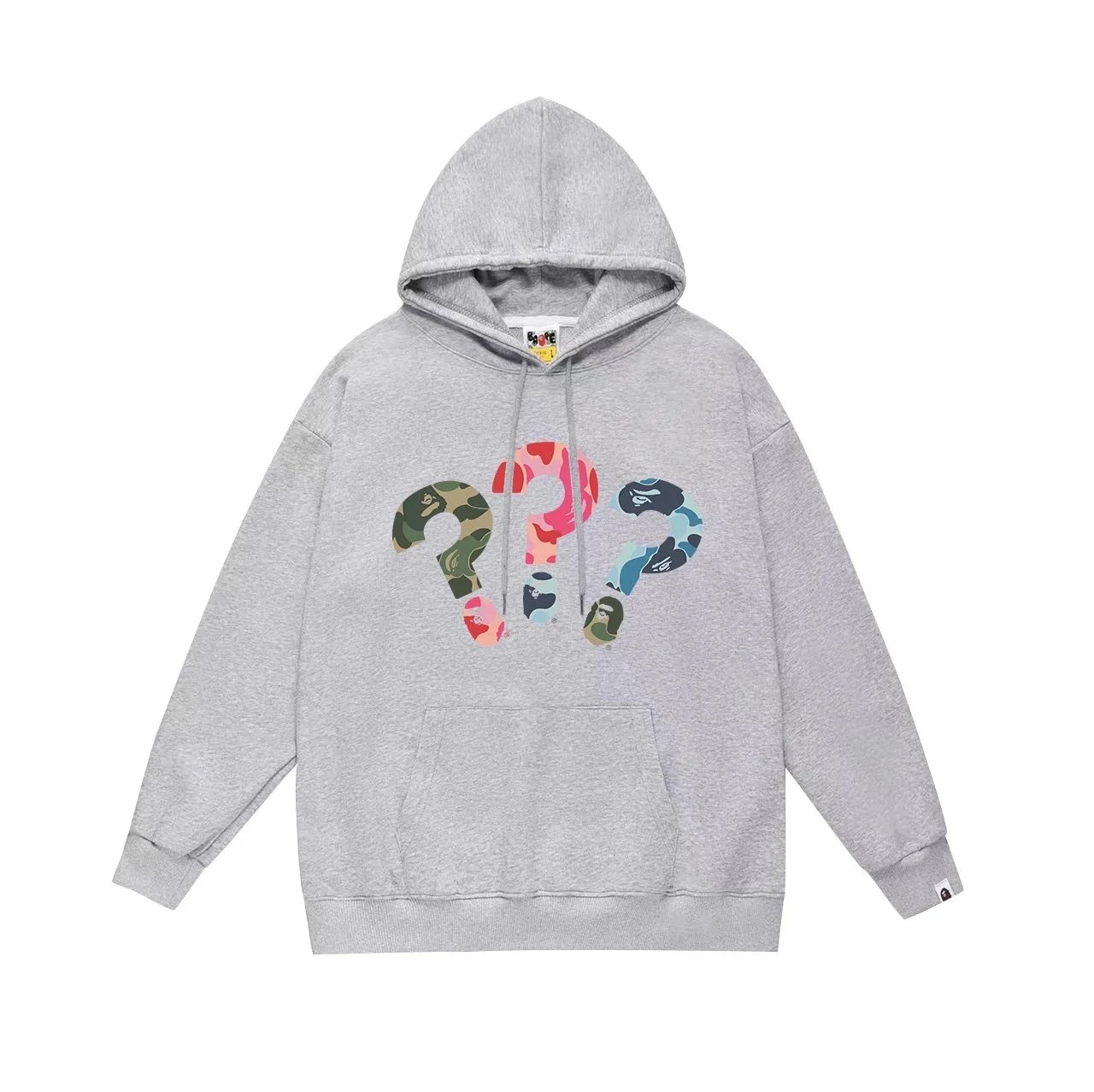 A Bathing Ape Grey Camo Question Mark Hoodie