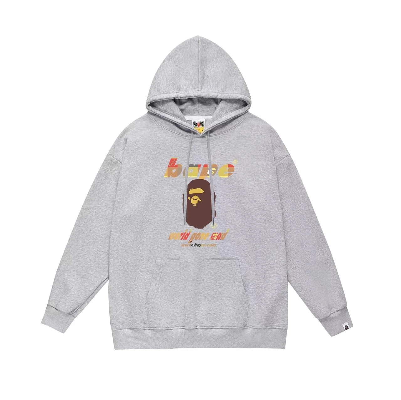 A Bathing Ape BAPE Camo Logo Grey Pullover Hoodie