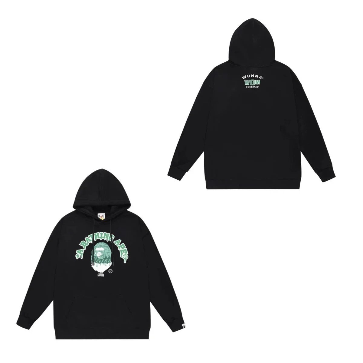 A Bathing Ape Black Graphic Pullover Hoodie