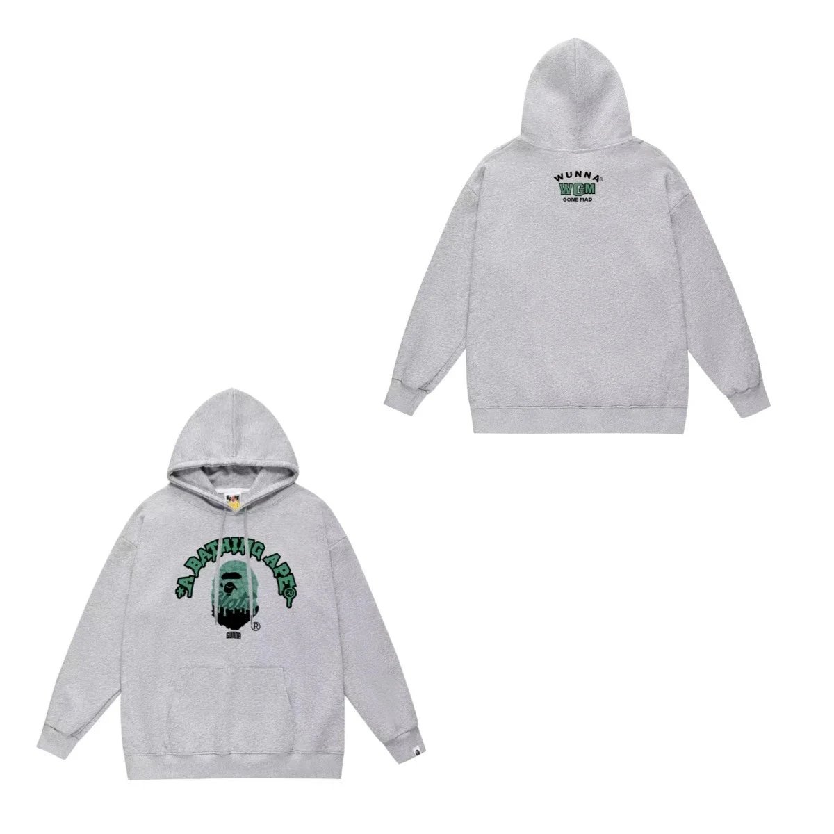 A Bathing Ape WGM Logo Grey Pullover Hoodie