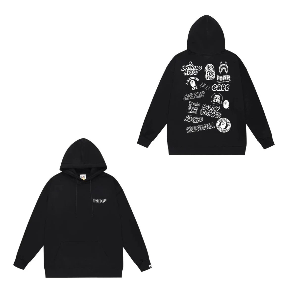 A Bathing Ape BAPE Black Graphic Pullover Hoodie