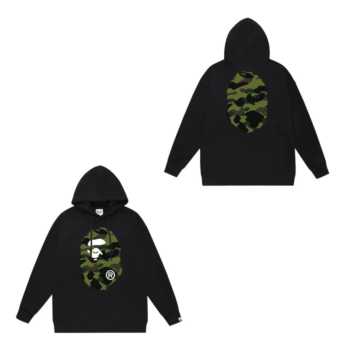 A Bathing Ape Camo Ape Head Black Hoodie