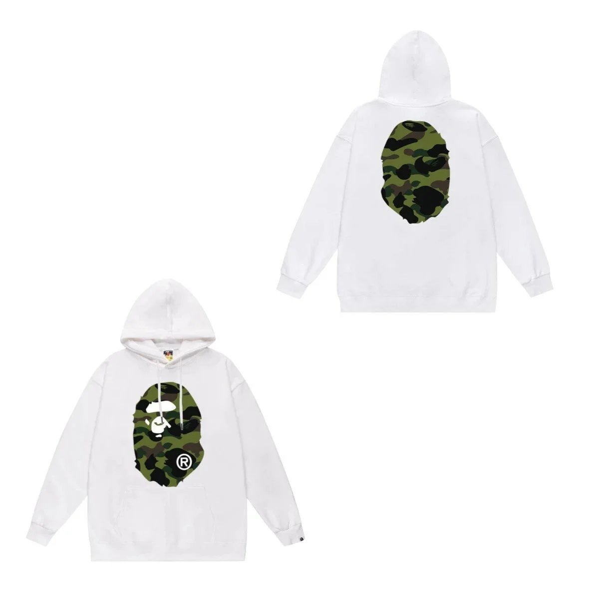 A Bathing Ape White Camo Ape Head Hoodie