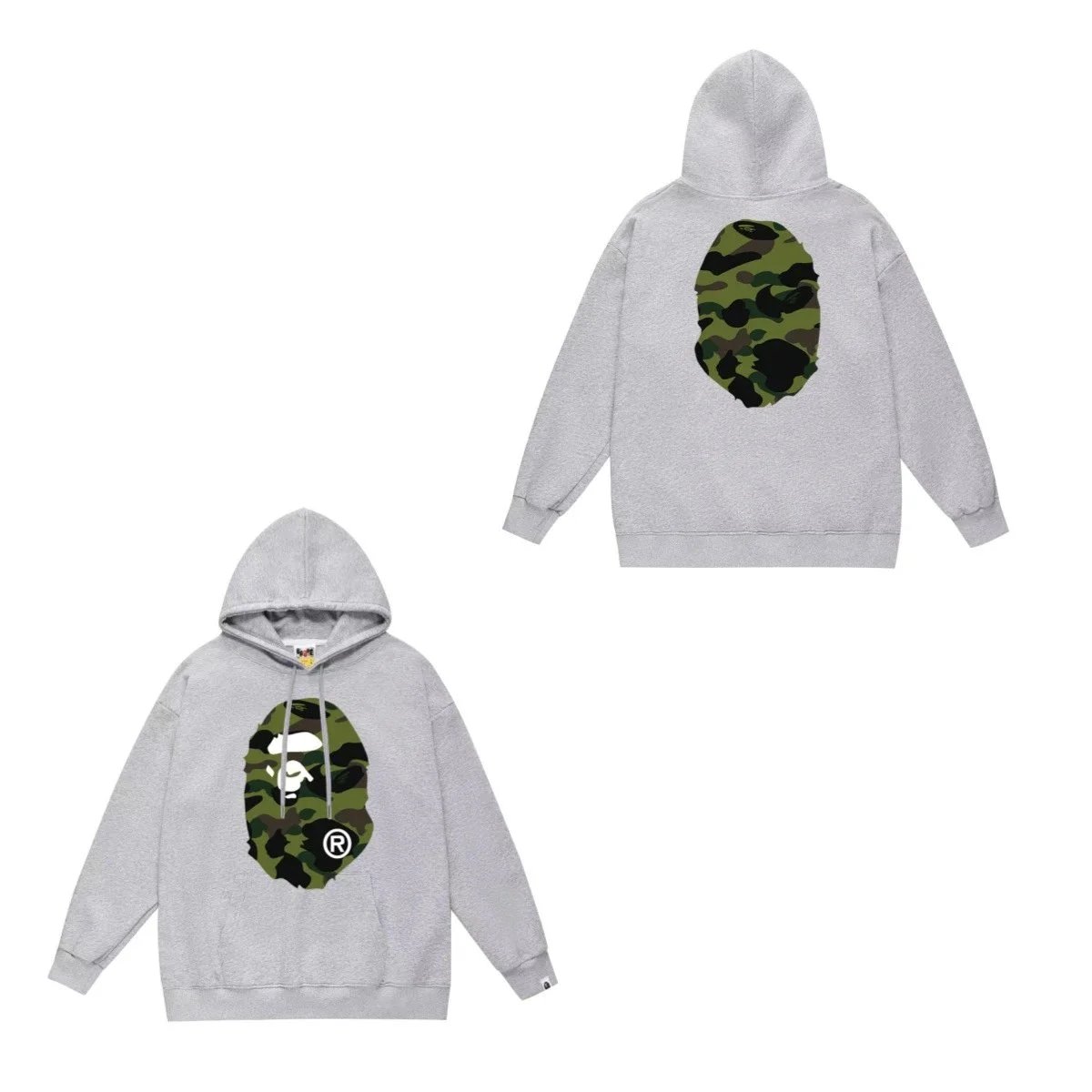 A Bathing Ape Camo Ape Head Grey Hoodie