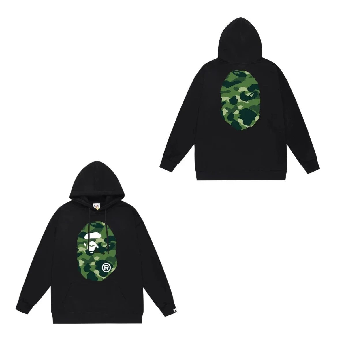 A Bathing Ape Camo Ape Head Black Pullover Hoodie