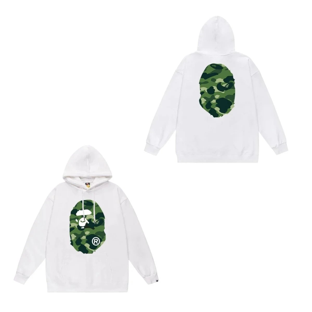 A Bathing Ape Camo Ape Head White Hoodie