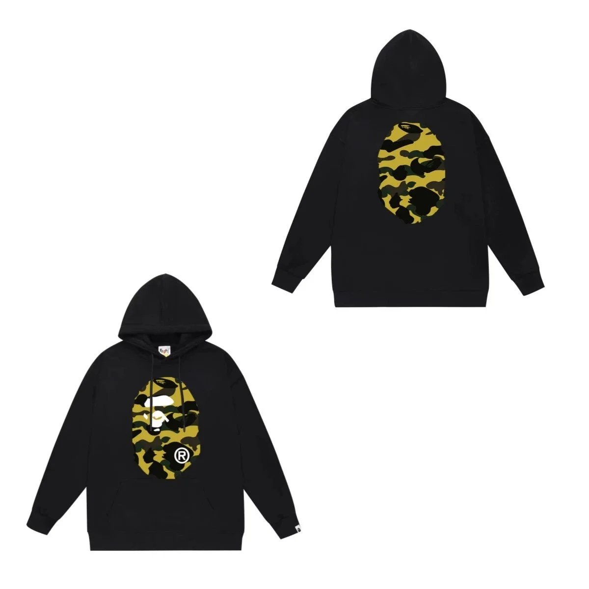 A Bathing Ape Camo Ape Head Black Pullover Hoodie