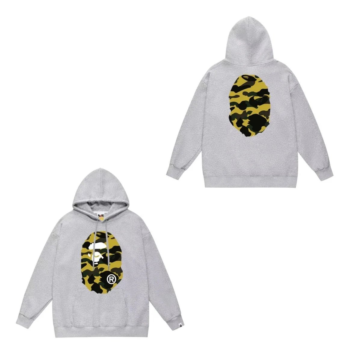 A Bathing Ape Camo Ape Head Grey Hoodie