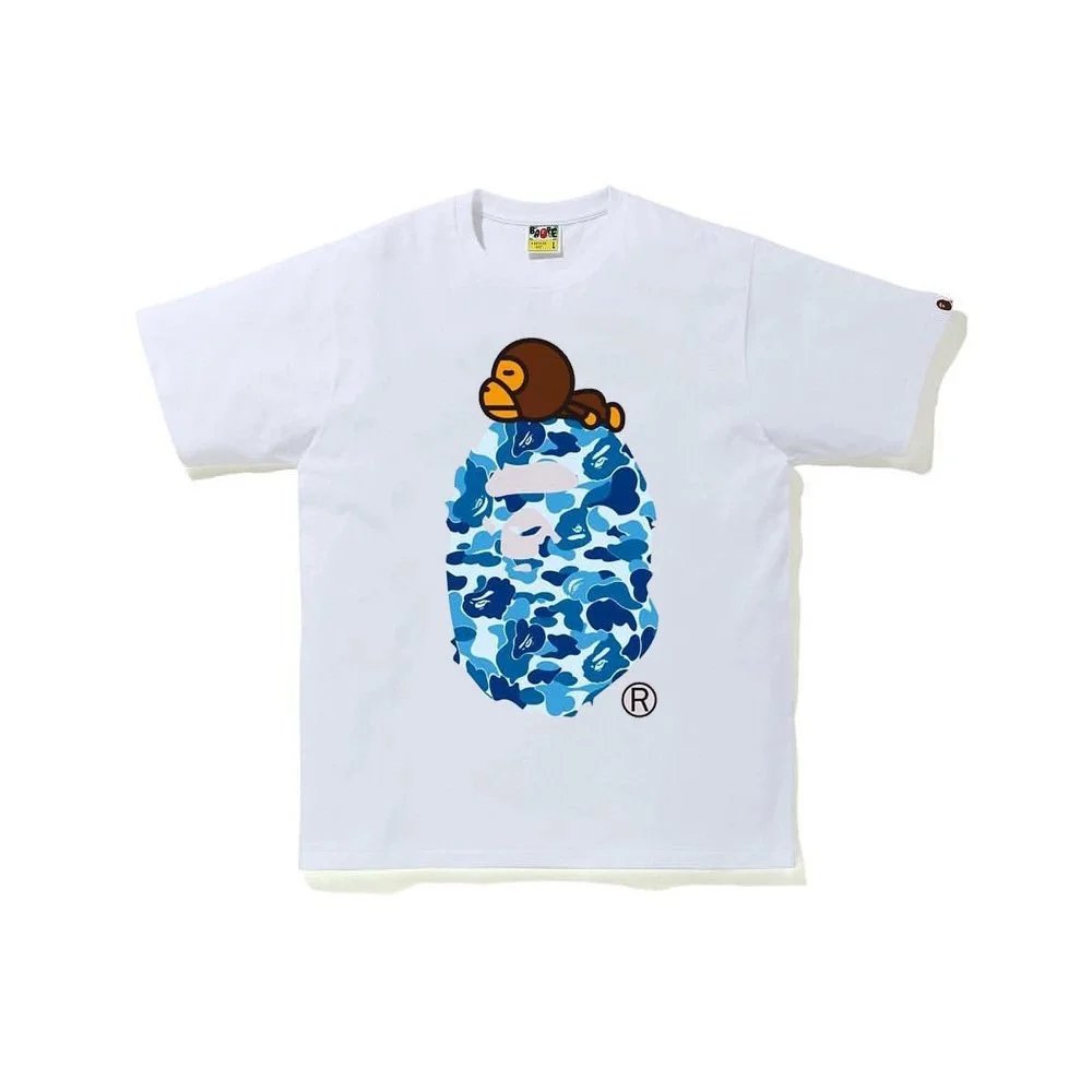 A Bathing Ape BAPE Blue Camo Ape Head White T-Shirt