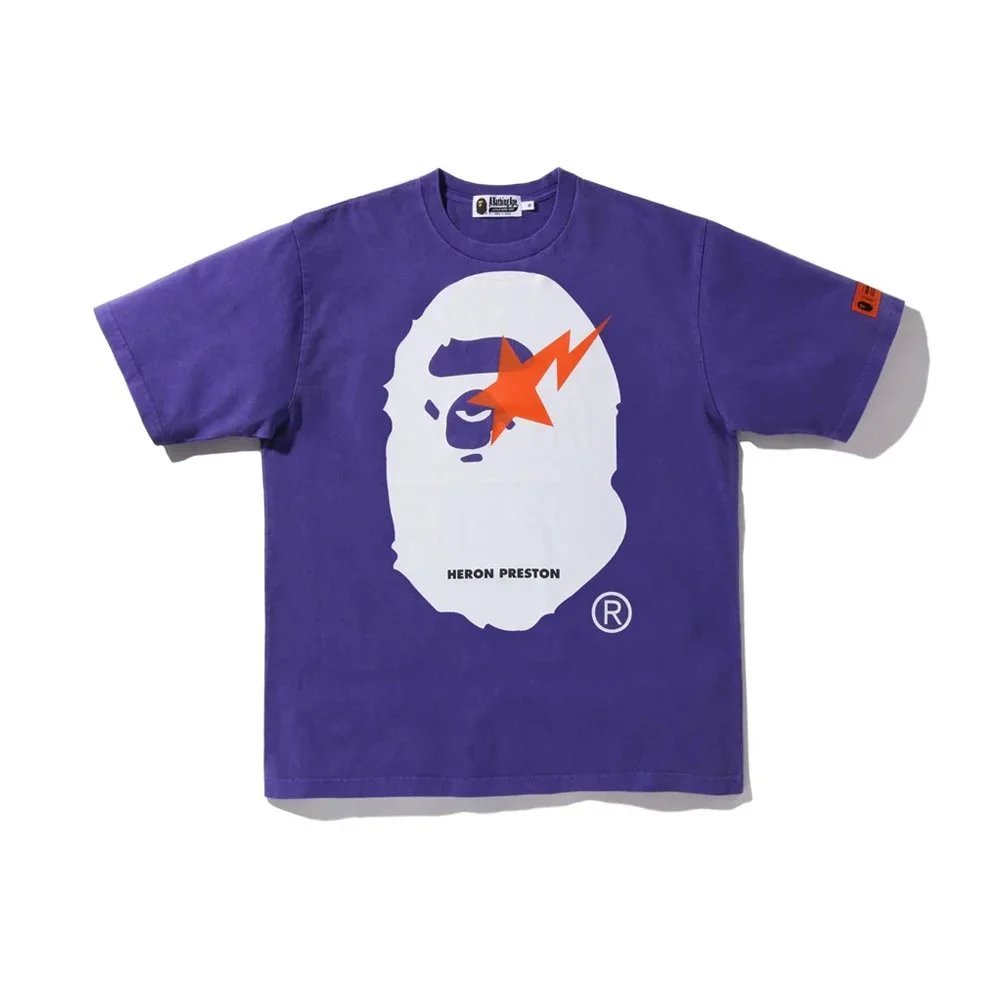 A Bathing Ape Heron Preston Purple Graphic T-Shirt