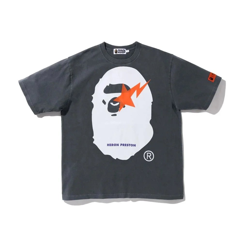 A Bathing Ape Heron Preston Graphic T-Shirt Grey