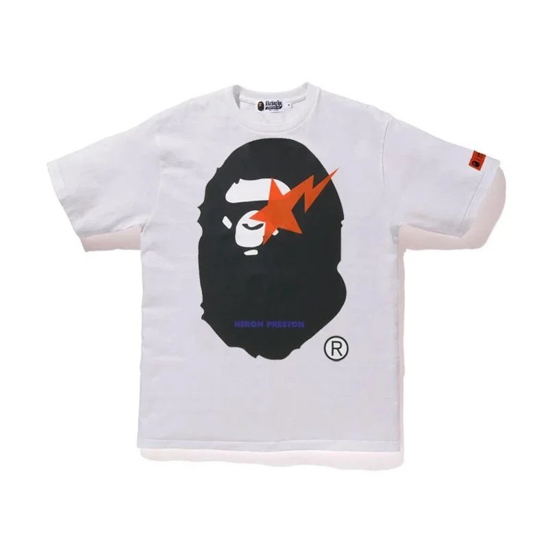 A Bathing Ape Heron Preston Shark Graphic White T-Shirt