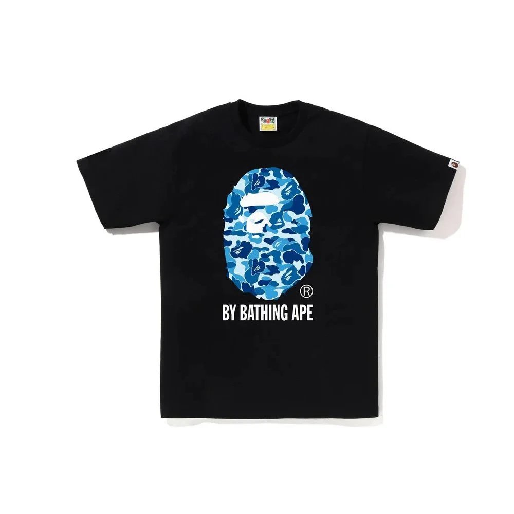 A Bathing Ape Blue Camo Ape Head Black T-Shirt