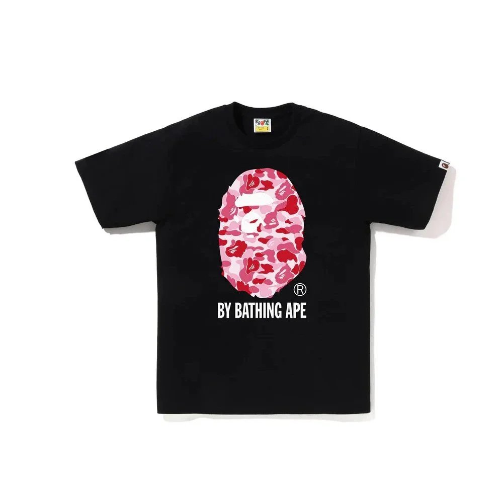 A Bathing Ape Pink Camo Ape Head Black T-Shirt