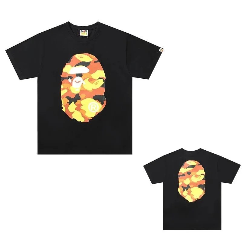 A Bathing Ape Camo Ape Head Black Graphic T-Shirt