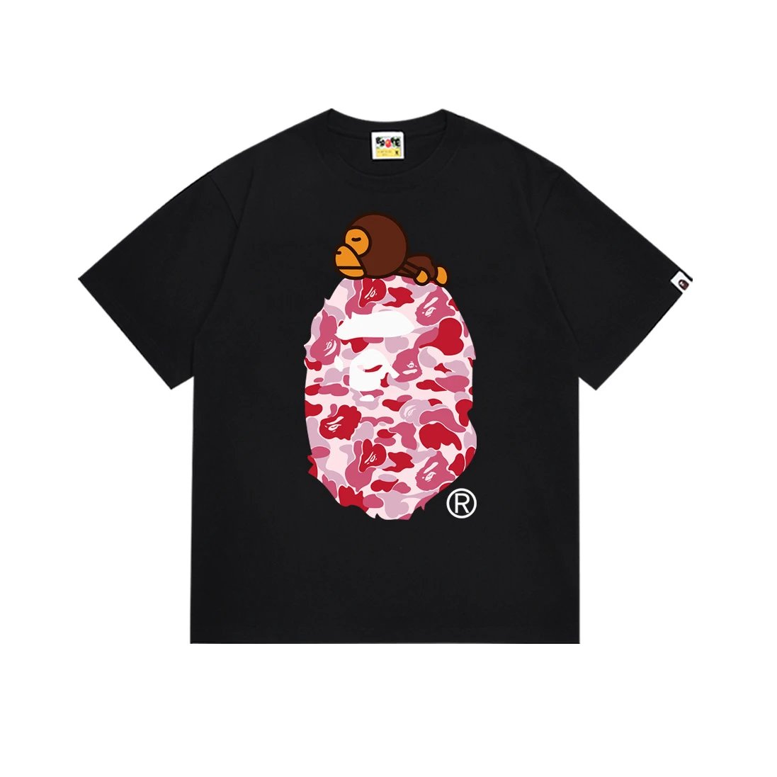 A Bathing Ape Black Pink Camo Ape Head T-Shirt