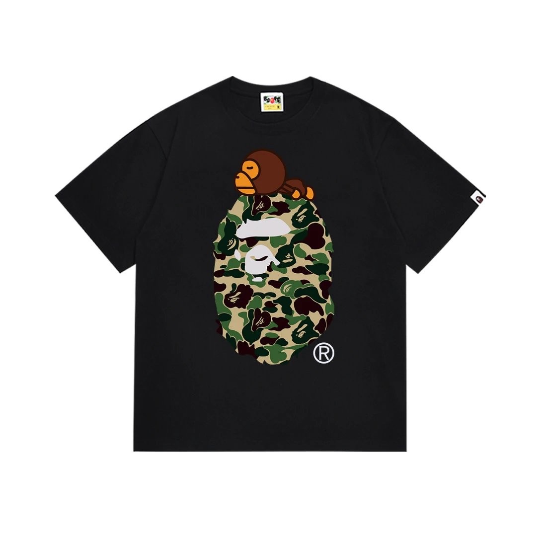 A Bathing Ape Camo Ape Head Black T-Shirt