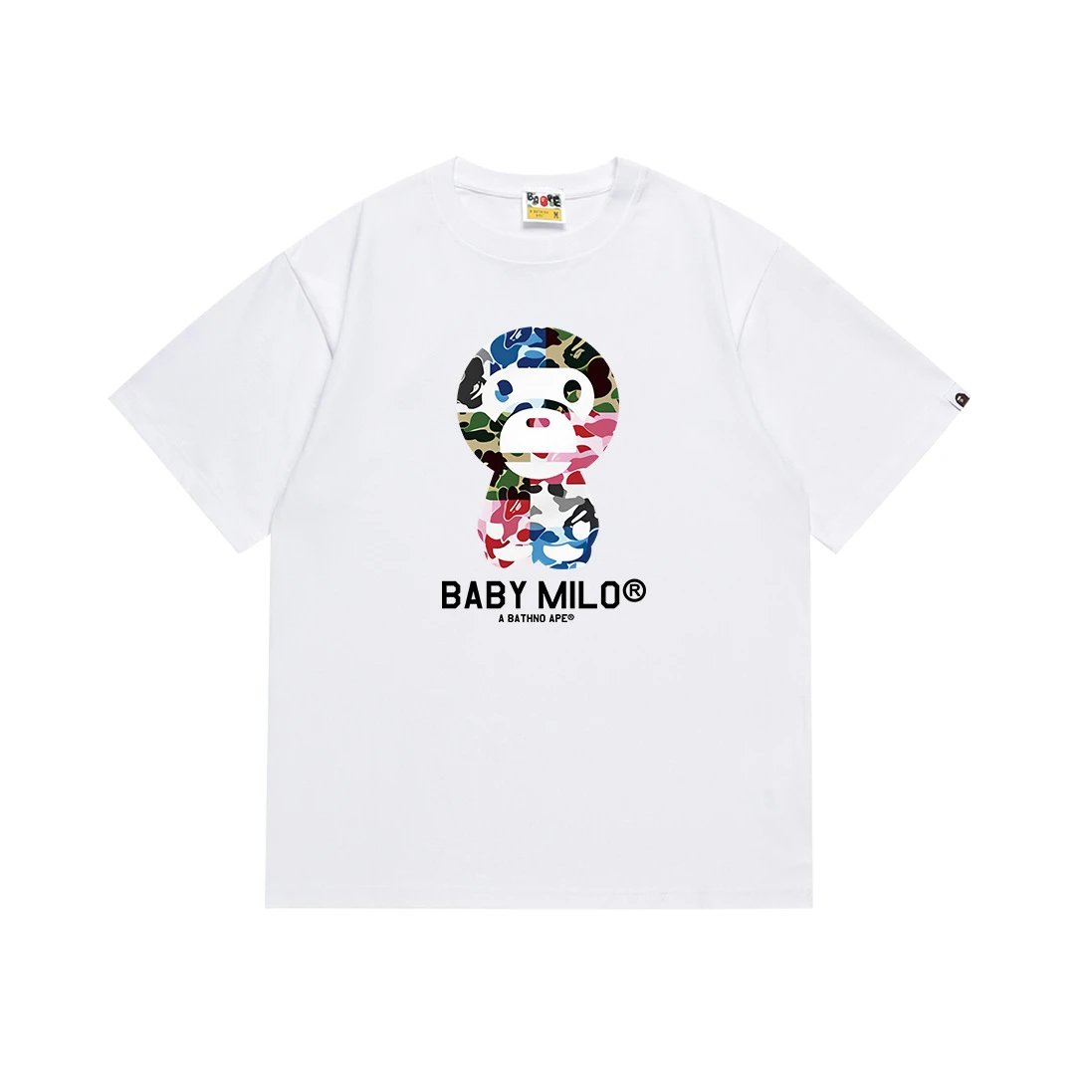 A Bathing Ape Baby Milo Camo Logo White T-Shirt