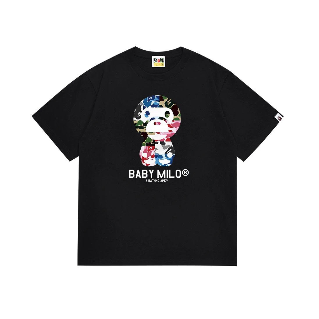 A Bathing Ape Baby Milo Camo Logo Black T-Shirt