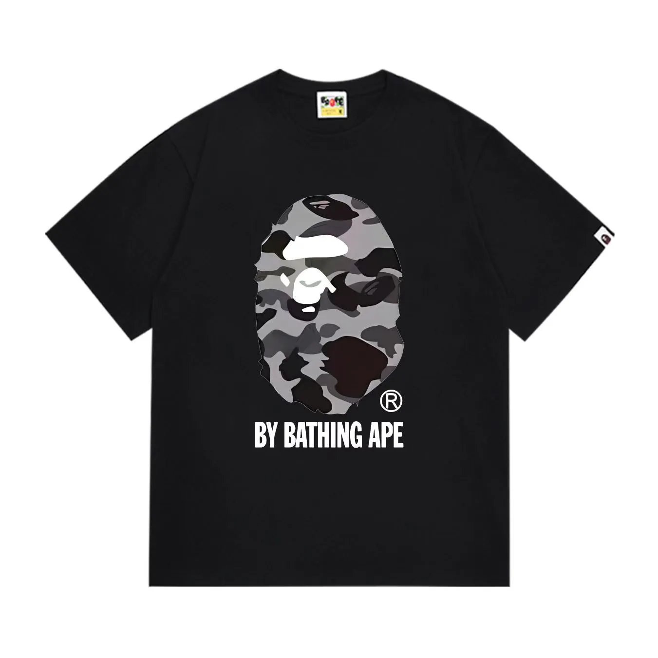 A Bathing Ape Camo Ape Head Black T-Shirt