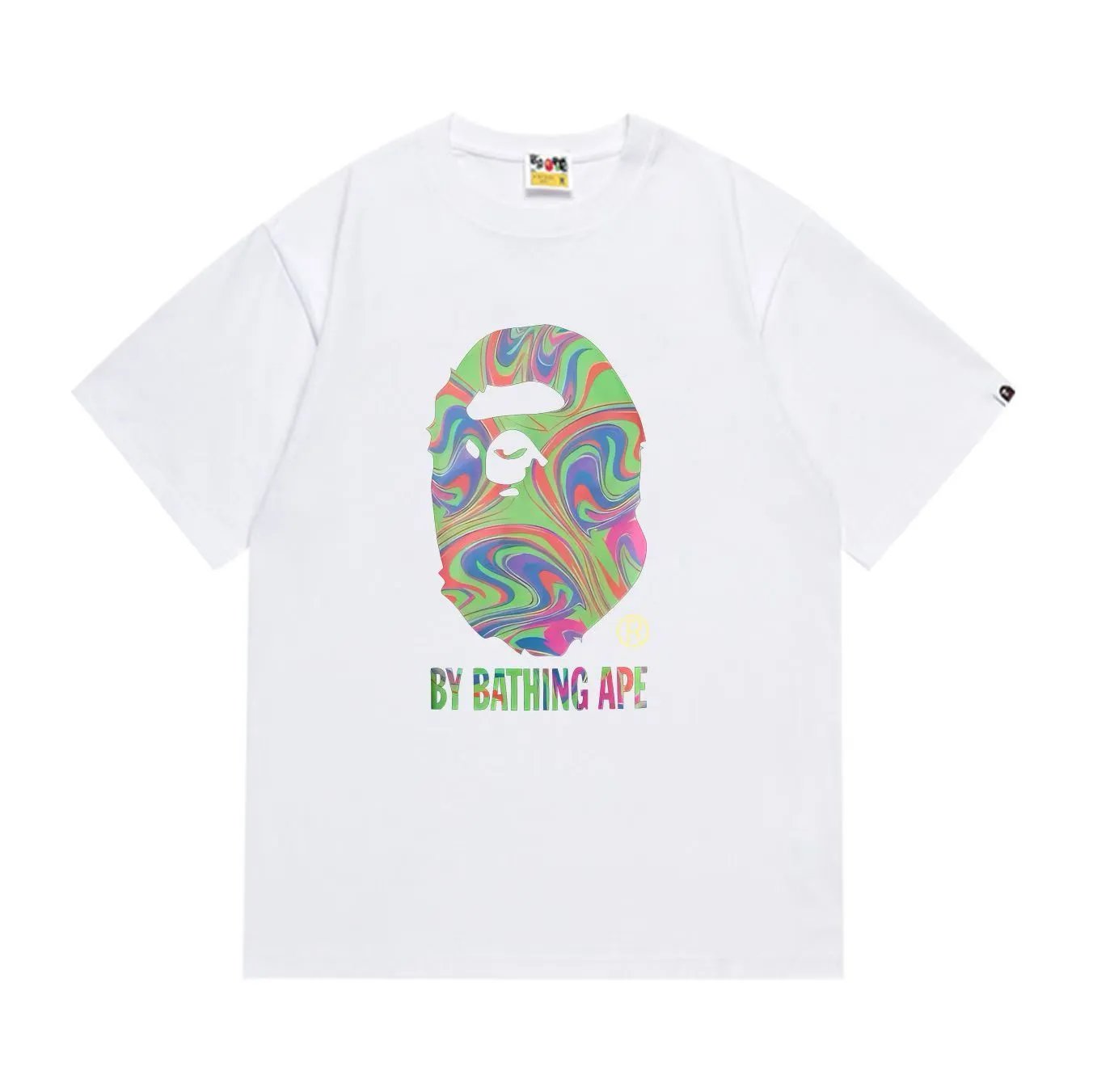 A Bathing Ape White Colorful Camo Logo T-Shirt