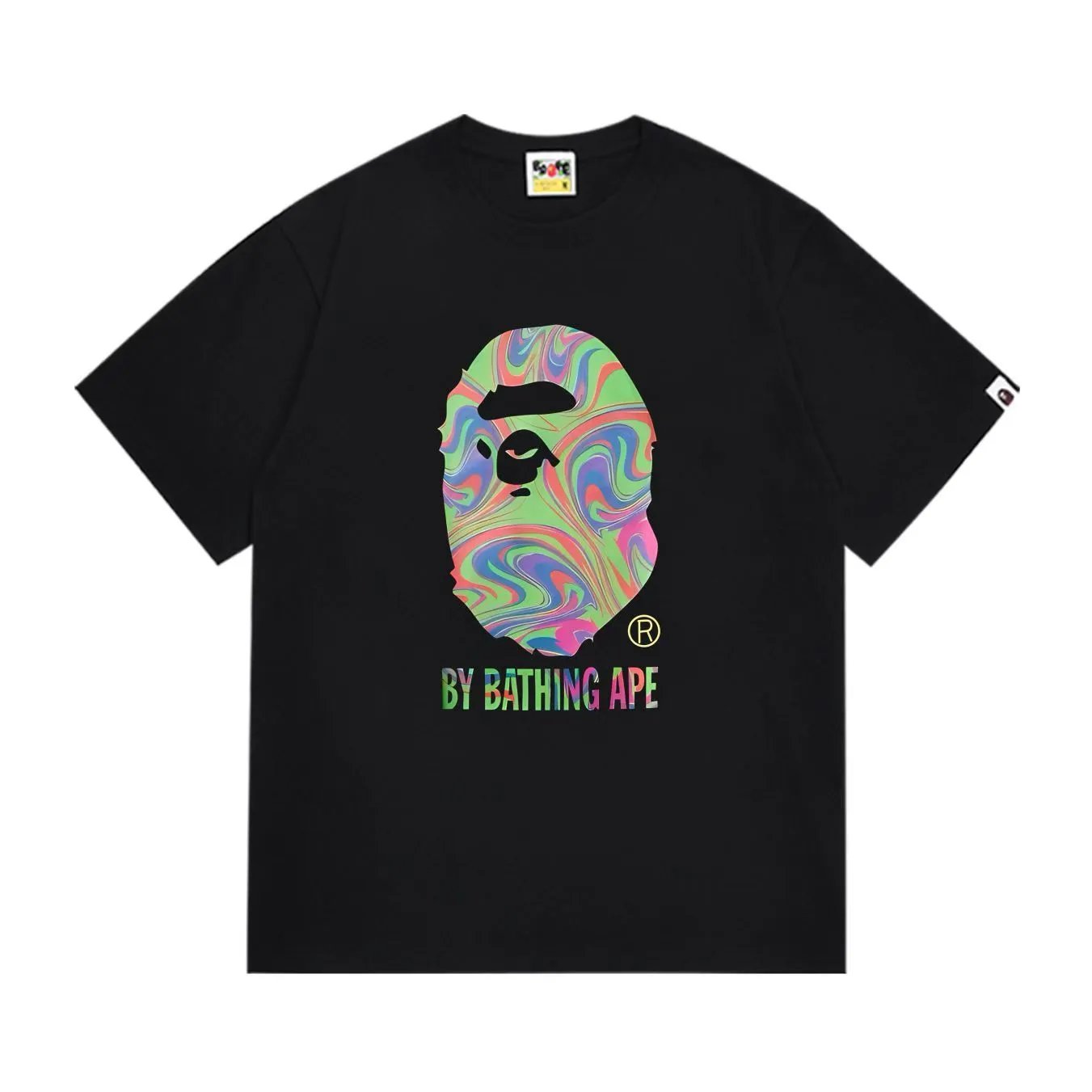 A Bathing Ape Tie Dye Ape Head Black T-Shirt