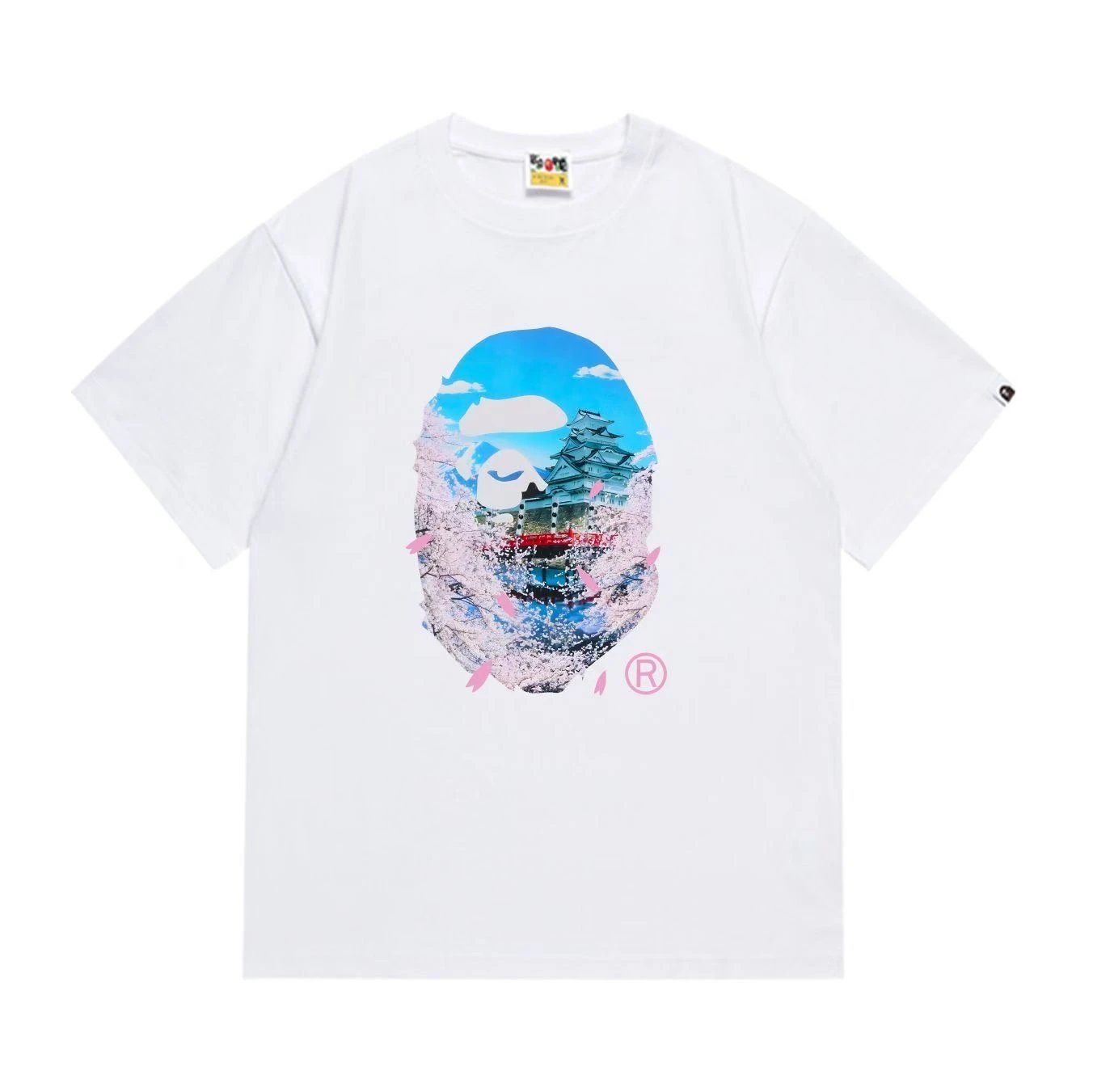 A Bathing Ape White Sakura Castle Ape Head T-Shirt