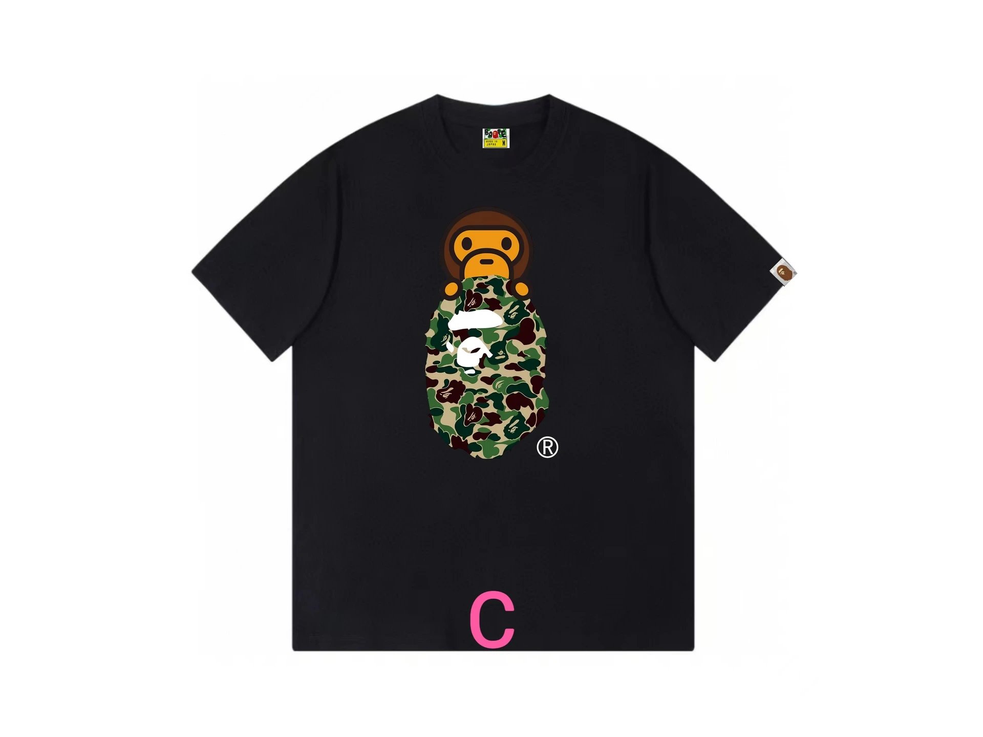 A Bathing Ape Camo Ape Head Black T-Shirt