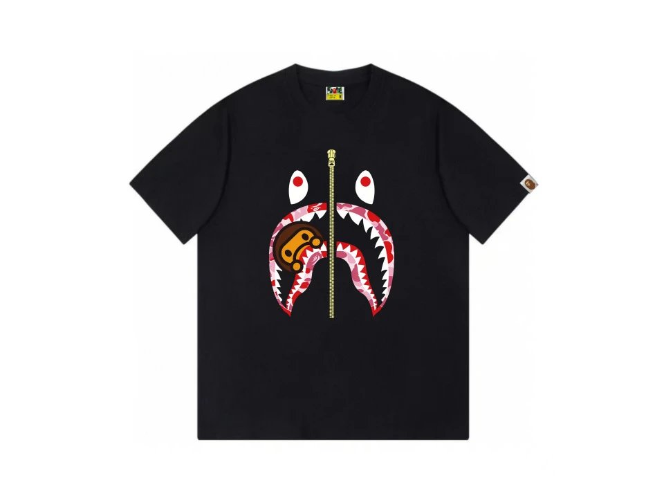 A Bathing Ape Shark Zip Graphic Black T-Shirt