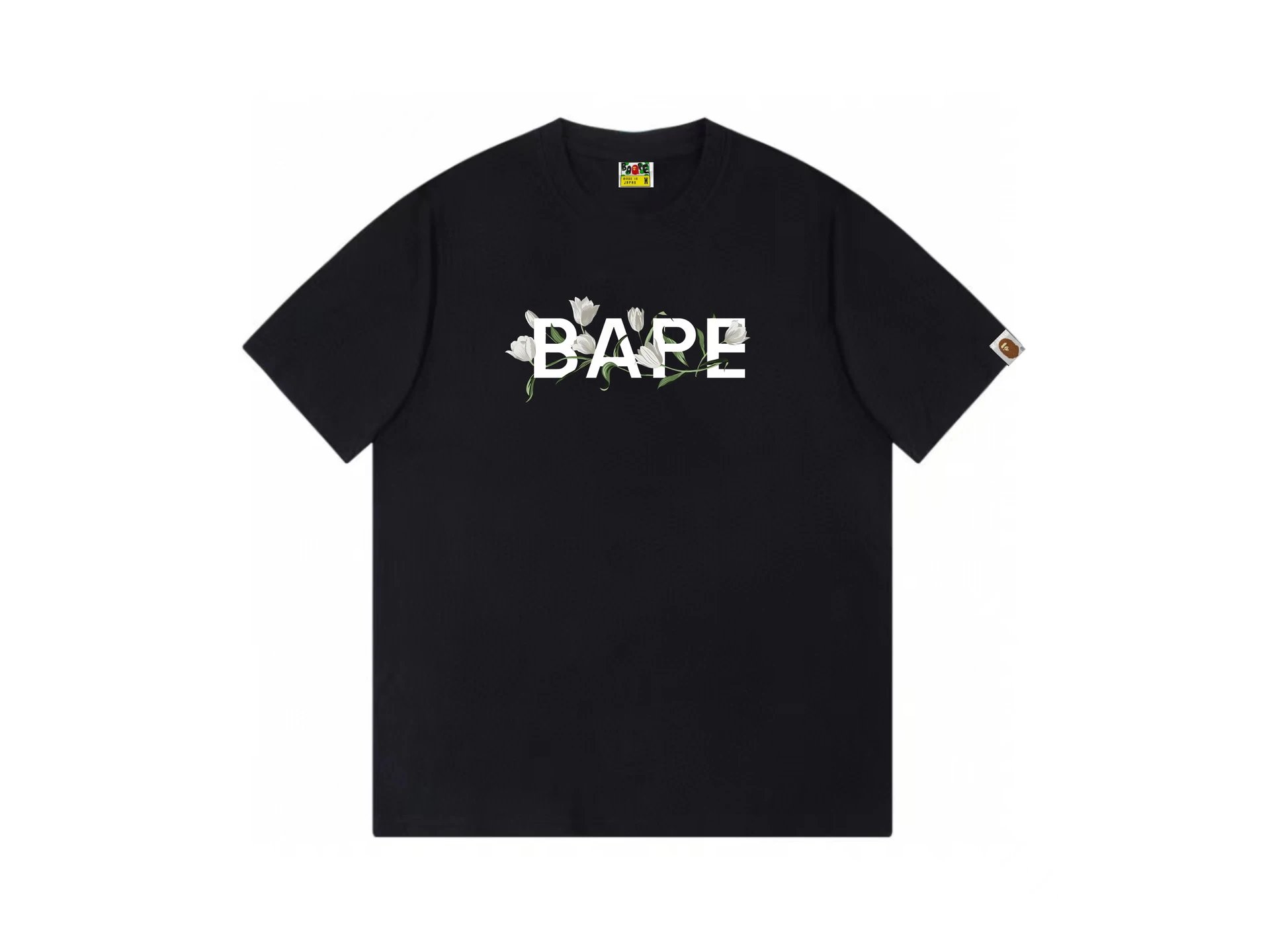 A Bathing Ape BAPE Floral Logo Black T-Shirt