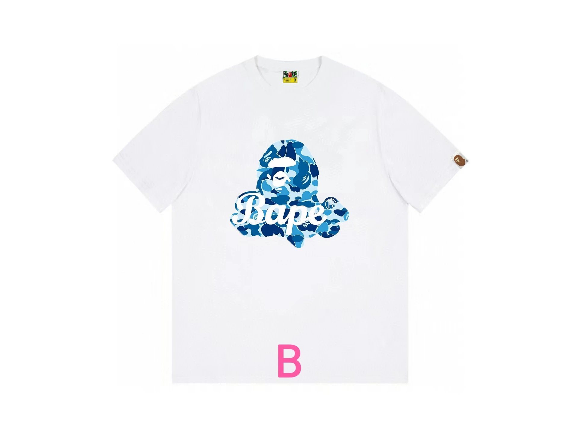 A Bathing Ape Blue Camo Logo White T-Shirt