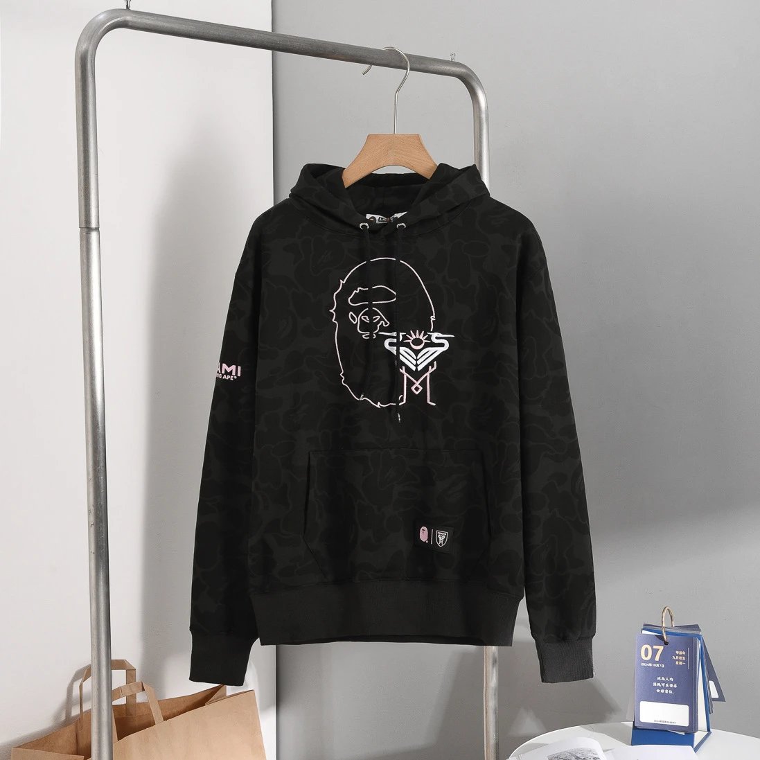 A Bathing Ape Black Camo Graphic Pullover Hoodie