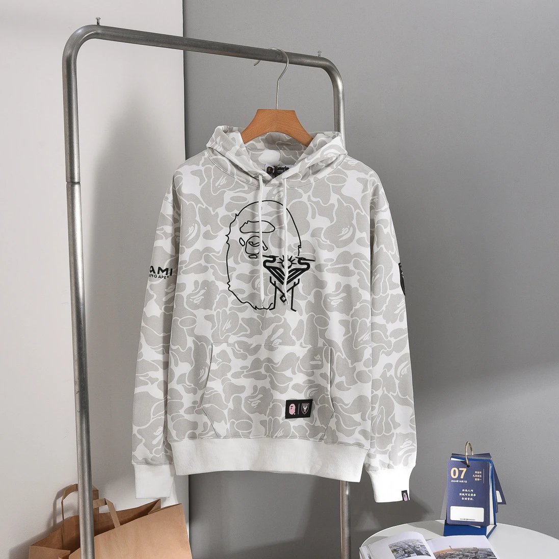 A Bathing Ape BAPE Camo Shark Graphic Pullover Hoodie