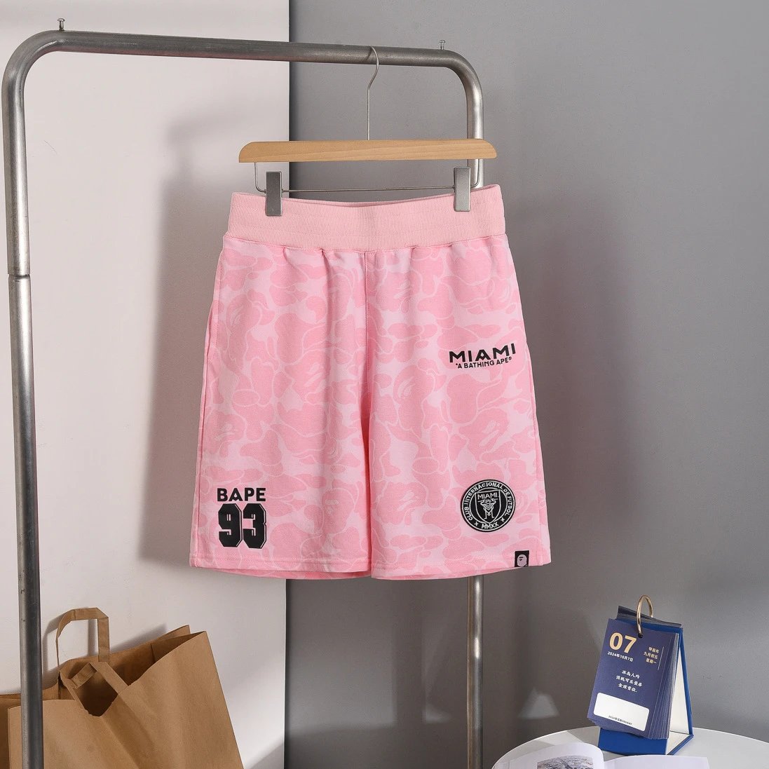 A Bathing Ape Pink Camo Miami Sweat Shorts