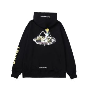 Chrome Hearts Black Graphic Print Streetwear Hoodie