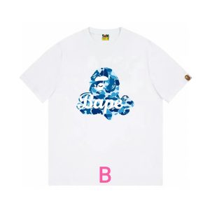 A Bathing Ape Blue Camo Logo White T-Shirt