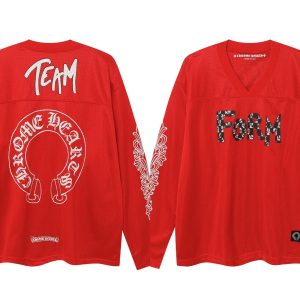 Chrome Hearts Red Long Sleeve Mesh T-Shirt