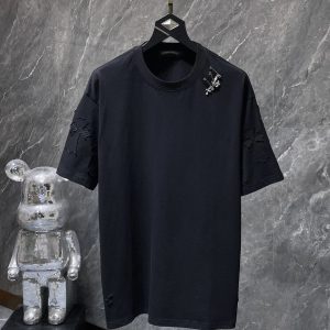 Chrome Hearts Black Cotton Cross Embroidered T-Shirt