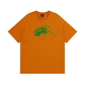 Stussy Orange Spider Graphic T-Shirt Streetwear Tee