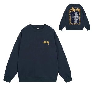 Stussy Black Graphic Crewneck Sweatshirt Streetwear Sweater