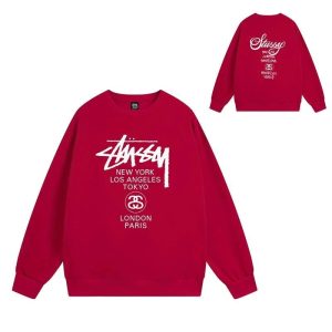 Stussy Red Cities Logo Crewneck Sweatshirt Sweater