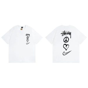 Stussy Nike Peace Love White Graphic T-Shirt
