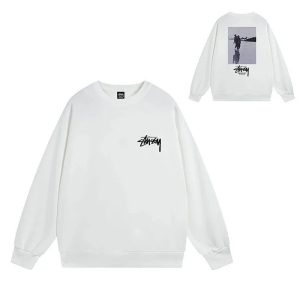 Stussy White Graphic Logo Crewneck Sweatshirt