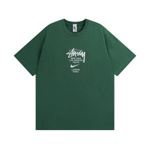 Stussy Green City Logo Graphic Cotton T-Shirt